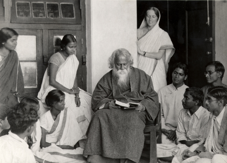 Rabindranath Tagore taking classes at Santiniketan